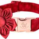 Elegant little tail Christmas Dog Collar, Female or Male Dog Collar Flower, Pet Collar Adjustable Dog Collars with Flower for Small Medium Large Dogs (Medium, Christmas Red, Pack of 1)