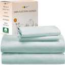 King Sheets Set - Natural 100% Cotton Sheets King Size with Deep Pockets, Soft Sateen Weave, Breathable, Cooling and Durable Bedding Set by California Design Den (Seafoam)
