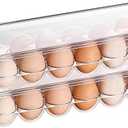 Sooyee 2 Pack Egg Holder for Refrigerator, Plastic Egg Storage Container, Fridge Egg Organizer, Clear Refrigerator Organizer Bins with Lids, Stackable Tray Holds 12 Eggs