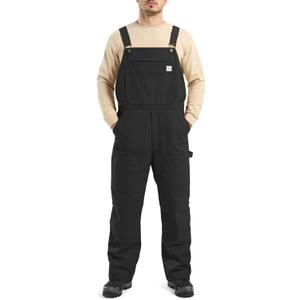 HISEA Insulated Bib Overalls for Men, Winter Water Resistant Duck Canvas Overall, Loose Fit Utility Workwear for Cold Weather (Large, Black)