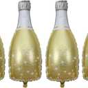 4PCS Champagne Bottle Mylar Foil Balloons Birthday Engagement Bachelorette Party Bridal Shower Wedding Celebration Anniversary Decorations
