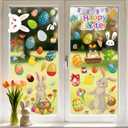 3 x Easter Window Clings Happy Easter Bunny Rabbit Egg Stickers for Glass Windows Kids Decals Spring Decor for Home Office School, 9 Sheets
