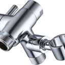 G-Promise Solid Metal Shower Arm Diverter with Holder for Hand Held Showerhead and Fixed Spray Head, G 1/2 3-Way Bathroom Universal Diverter System Replacement Part (Polished Chrome)