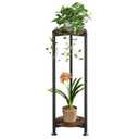 YIZAIJIA Plant Stand Indoor Corner Tall 2 Tier Metal Modern Flower Storage Plant Shelf Holder for Living Room Balcony Garden,Black (2 Tier-Black Round)