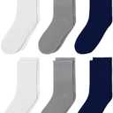 6 Pairs Kids Socks Boys Girls Crew Athletic Half Cushioned Cotton Sport Running Arch Support Soft Breathable Socks