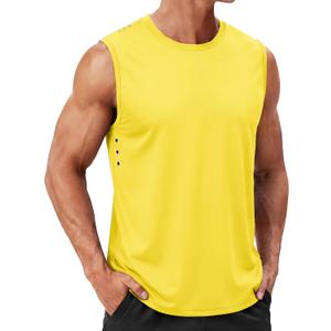 TACVASEN Sleeveless Shirts for Men Tank Tops Quick Dry Workout Muscle Shirt (Yellow, XL)