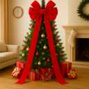 Hungdao Extra Large Christmas Tree Topper Bows 70.9 x 19.7 Inch Giant Oversized Huge Christmas Velvet Decorative Bows with Long Streamers for Tree Front Door Patio Outdoor Decor(Classic,Red)