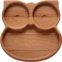 Beech Wood Kids Plate, All Natural, Handcrafted, Organic, Durable, Reusable, 7.5x1.2x7.5 inches, Owl Themed