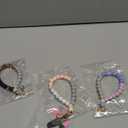 Landical 3 Pack Silicone Beaded Phone Wrist Strap Keychain Bracelet Cute Car Key Chain Hand Free Chain Bracelet for Women(Light Color)