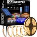 Solar LED Strip, 32.8ft/10M Solar Powered, USB Cable for Rechargeable use，String Lights for Festive Decoration，Suitable for Outdoor Scenes Such as Gardens and Swimming Pools (10M, Warm White)