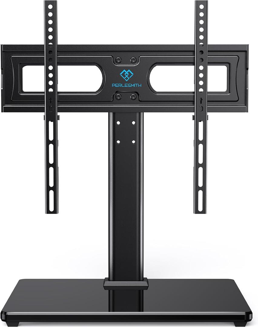 PERLESMITH Universal TV Stand Table Top TV Base for 32 to 60,65 inch LCD LED OLED 4K Flat Screen TVs-Height Adjustable TV Mount Stand with Tempered Glass Base,VESA 400x400mm,Holds up to 88lbs,PSTVS15