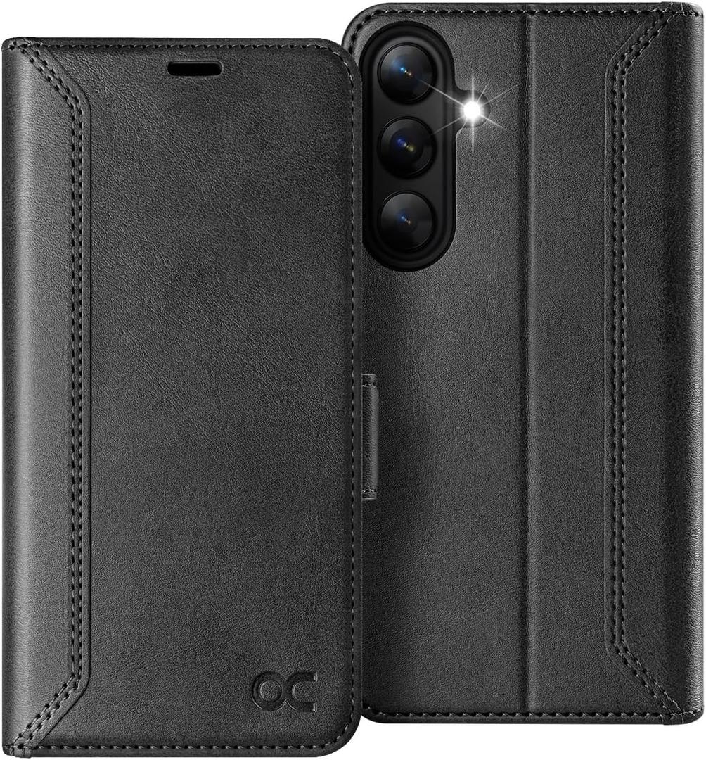 OCASE Compatible with Galaxy S25 Plus Wallet Case, PU Leather Flip Folio Case with Card Holders RFID Blocking Kickstand [Shockproof TPU Inner Shell] Protective Phone Cover 6.7 Inch, Retro Graphite
