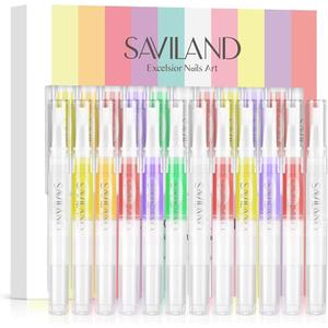 SAVILAND Natural Cuticle Oil Pen: 12PCS Revitalizing Cuticle Oil for Nails with Vitamin E For Repair Cuticles Overnight Cuticle Softener Nail Strengthener Protector for Damaged Skin Thin Nail