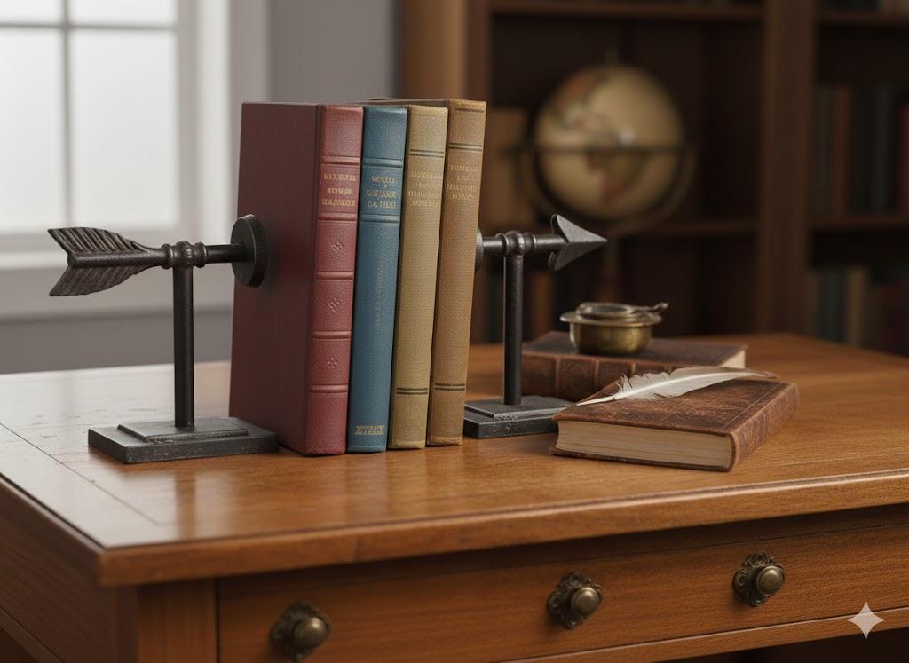 Vintage-Inspired Cast Iron Arrow Bookend Set