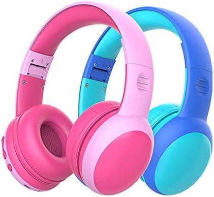 gorsun Kids Bluetooth Headphones, Portable Wireless Headset for Kids, Bluetooth 5.3, Over-Ear Toddler Headphones with Microphone, 85dB Volume Limited, 40 Hours Playtime (Pink+Blue)