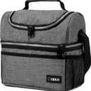 OPUX Lunch Box For Men Women, Insulated Large Lunch Bag Adult Work, Double Decker Lunchbox Meal Prep Dual Compartment Leakproof Lunch Cooler, Soft Lunch Pail Tote Boys Girls Kids School, Heather Gray
