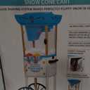 Nostalgia Snow Cone Shaved Ice Machine - Retro Cart Slushie Machine Makes 48 Icy Treats - Includes Metal Scoop, Storage Compartment, Wheels for Easy Mobility - White, Blue
