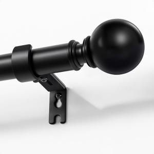 Joydeco Black Curtain Rods for Windows 32 to 120 inches, 1 inch Diameter Heavy Duty Adjustable Curtain Rods for Bedroom, Sliding Glass Doors, Patio