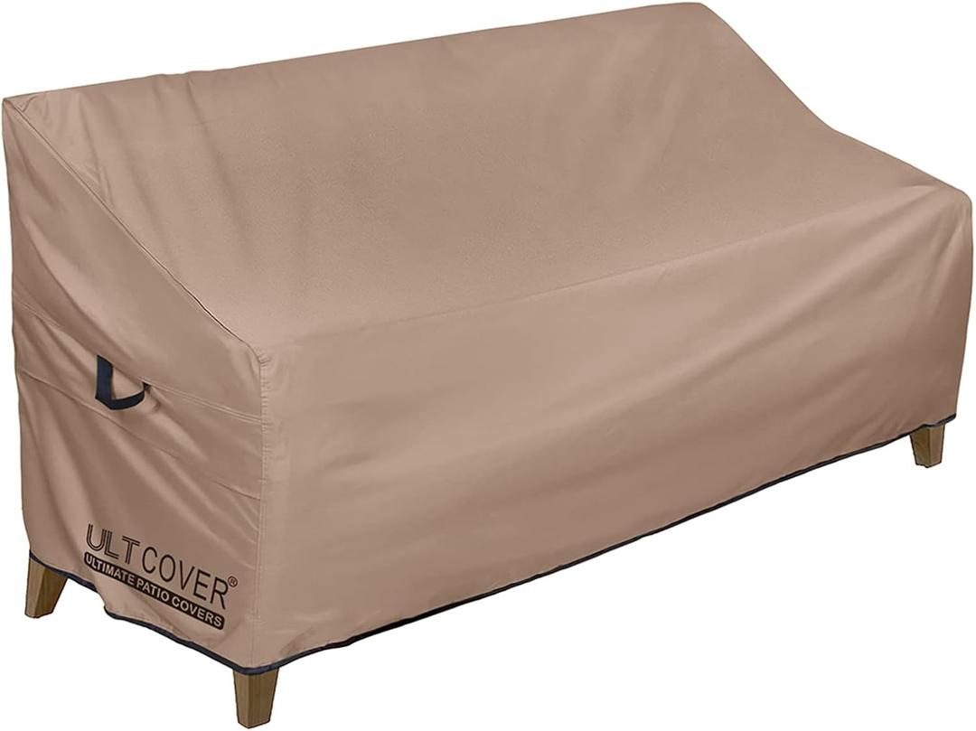 ULTCOVER Waterproof Outdoor Sofa Cover - Heavy Duty Patio Bench Covers 58W x 28D x 35H inch (Brown-30"deep)