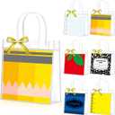 Tinlade 24 Set Back to School Gift Bag with Handles Teacher Clear PVC Plastic Treat Goodie Bags for Graduation Back to School Party Favors, 1 count