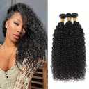 16 18 20 Inch Curly Human Hair Bundles #1B Natural Black Bundles Human Hair Kinkycurly Weave Unprocessed Native Virgin Hair 100/PC 3 Hair Extensions for Women