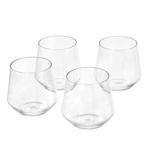 Amazon Basics Tritan Glasses, Dishwasher Safe, BPA-Free Plastic, Stemless, Shatterproof, 14-oz, Clear, Set of 4