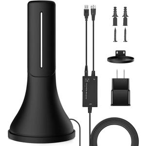 Amplified HD Digital TV Antenna, 300 Miles Range Reception Indoor HDTV Antenna with Amplifier, Supports 4K 1080P VHF UHF Channels and All TVs, Includes 13ft Coax HDTV Cable, I5-BK-Xhb-22