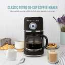 Nostalgia Classic Retro 10 Cup Coffee Maker - One-Touch Drip Brew, Reusable Filter - Anti-Drip, Auto Shutoff, & Time Display - Dishwasher Safe 50 oz Carafe - Black