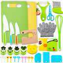 Labeol 32 PCS Montessori Kitchen Tools Toys for Toddlers Kids Cooking Sets Real Kids Safe Kitchen Knife Set for Real Cooking Educational Gift for Boys Girls