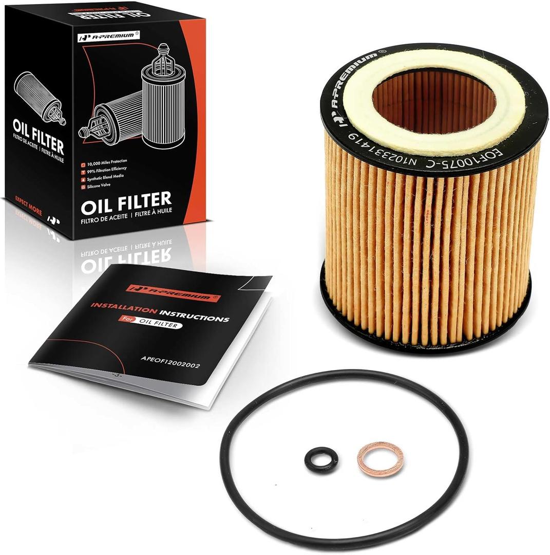 A-Premium 10K Miles Protection Oil Filter Compatible with BMW 320i xDrive, 323i, 325xi, 328i GT xDrive, 330xi, 330Ci, 335i GT xDrive, 428i Gran Coupe, 435i xDrive, 525xi, 528i xDrive, X1, X3, X5