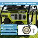 Recoil Starter Assembly with Pull Cord Compatible with Ryobi RY905500 6500 5500 7000 8000 3600 Watt Gas Generator 389cc 420cc