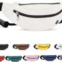 Viqueen Fashion Large Fanny Waist Pack Crossbody Belt Bag for Women and Men,Lightweight Bag with Zipper and Pockets for Running and Sports,Water Resistant,Hands Free Phone Carrying(Beige)