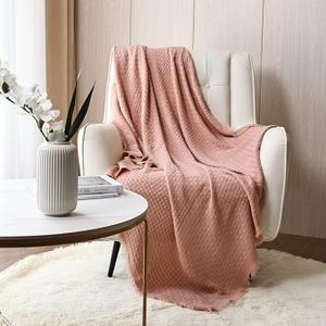 CREVENT Farmhouse Boho Knitted Throw Blanket for Couch Sofa Chair Bed Home Decoration, Soft Warm Cozy Light Weight for Spring Summer Fall (50''X60'')