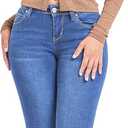 YMI Women's Juniors Mid-Rise Wannabettabutt Skinny Jeans, Midnight Sky Blue, 7