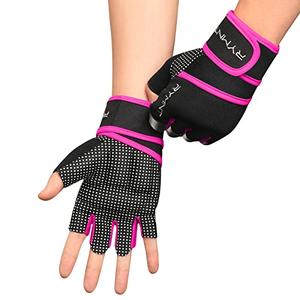 RYMNT Workout Gloves with Weight Lifting Wrist Wrap, Vented Cushioned Palm & Extra Grip for Men Women Gym, Weightlifting, Fitness Training, Fitness, Exercise, WODs, Pullups. Pink-Medium