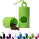 4 x Dog poop bag holder-2 in 1 Dog Waste Bag holder Comes with pet snack box for Leash Lightweight Pet Waste Bag DispenserEquipped with nylon rope and buckle (Excluding dog waste bag)(Green)
