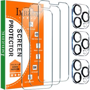 IMBZBK 3 Pack Screen Protector for iPhone 13 Pro Max with 3 Camera Lens Protector Tempered Glass Accessories Protector de Pantalla