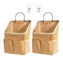 2pcs Wall Hanging Storage Bag, Wall Hanging Organizer Bags with Pockets, Wall Organizer Storage for Dormitory Bathroom Bedroom Kitchen(Dark khaki)