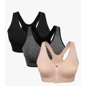Women's Zip Front Sports Bra Wireless Post-Surgery Bra Active Yoga Sports Bras Large Women's Zip Front Sports Bra Wireless Post-Surgery Bra Active Yoga Sports Bras Large