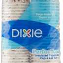 Dixie PerfecTouch Paper Hot Cups and Lids Combo, 10 oz, Multicolor, 50 Cups/Lids/Pack