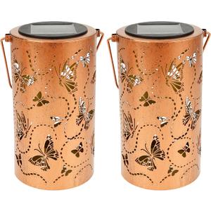 2Pcs Butterfly Solar Lantern, Vintage Butterfly Solar Lights for Outside, Gifts Hanging Lantern for Patio Yard