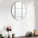 SCWF-GZ 20" Round Mirror Circle Wall Mounted Hanging or Against Wall Metal Frame Dressing Make-up Mirrors for Entryway Bedroom Bathroom Living Room 20 inch Silver