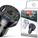 4 Port USB Fast Charging Cigarette Light Car Charger 3 * 2.4 A USB/ 1 PD20W LED Light Compatible with Tablets Cameras iPhone 14 13 12 11 Pro Max X XR XS Samsung Galaxy Series Google Pixel Android/iOS