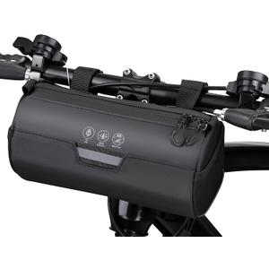 WOTOW Bike Handlebar Bag Waterproof - Bicycle Handlebar Roll Bag with Large Reflective Area, Bike Front Pouch with Waterproof Zipper Shoulder Strap Removable Straps for Cycling (Cylinder, 2.4L)