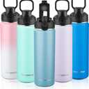 Insulated water bottle with Lid,24oz Stainless Steel Water Bottle for Boys,Girls,Double Wall Vacuum Wide Mouth Insulated Water Flask for School,Travel,BPA-free and Leak-proof24oz,Glacier Blue