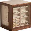 Black Walnut Wooden Jewelry Box - 360 Rotating Jewelry Organizer for Women with 5 Drawers for Rings,Necklaces,Earrings and Bracelets -Large Storage Case - Valentines Day Gifts for Her