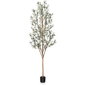 Kazeila Artificial Olive Tree 7FT Tall Faux Silk Plant for Home Office Decor Indoor Fake Potted Tree with Wood Branches and Fruits