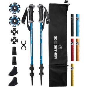 Aluminum Trekking Poles - Quick Adjustable Locks, Comfort Handle, Padded Strap, Snow Baskets - Walking Sticks Suitable for Hiking, Walking 