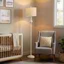 BOBOMOMO 64.25" Farmhouse Floor Lamp for Living Room, Tall Antique White Standing Lamp with Rotary Switch, Vintage Reading Lamp for Bedroom & Nursery, Rustic Home Decor Corner Lamp