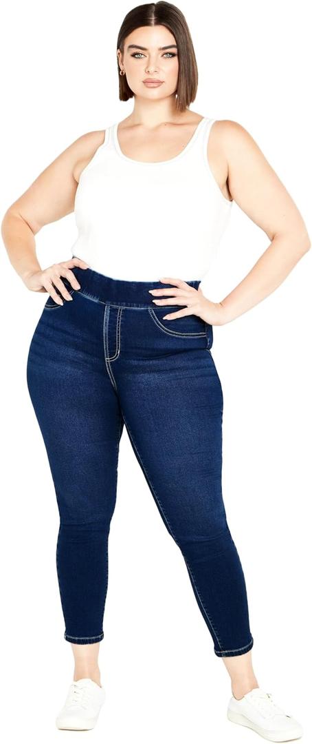 Avenue Women's Plus Size Jegging - Hi Rise, 14 Mid Wash